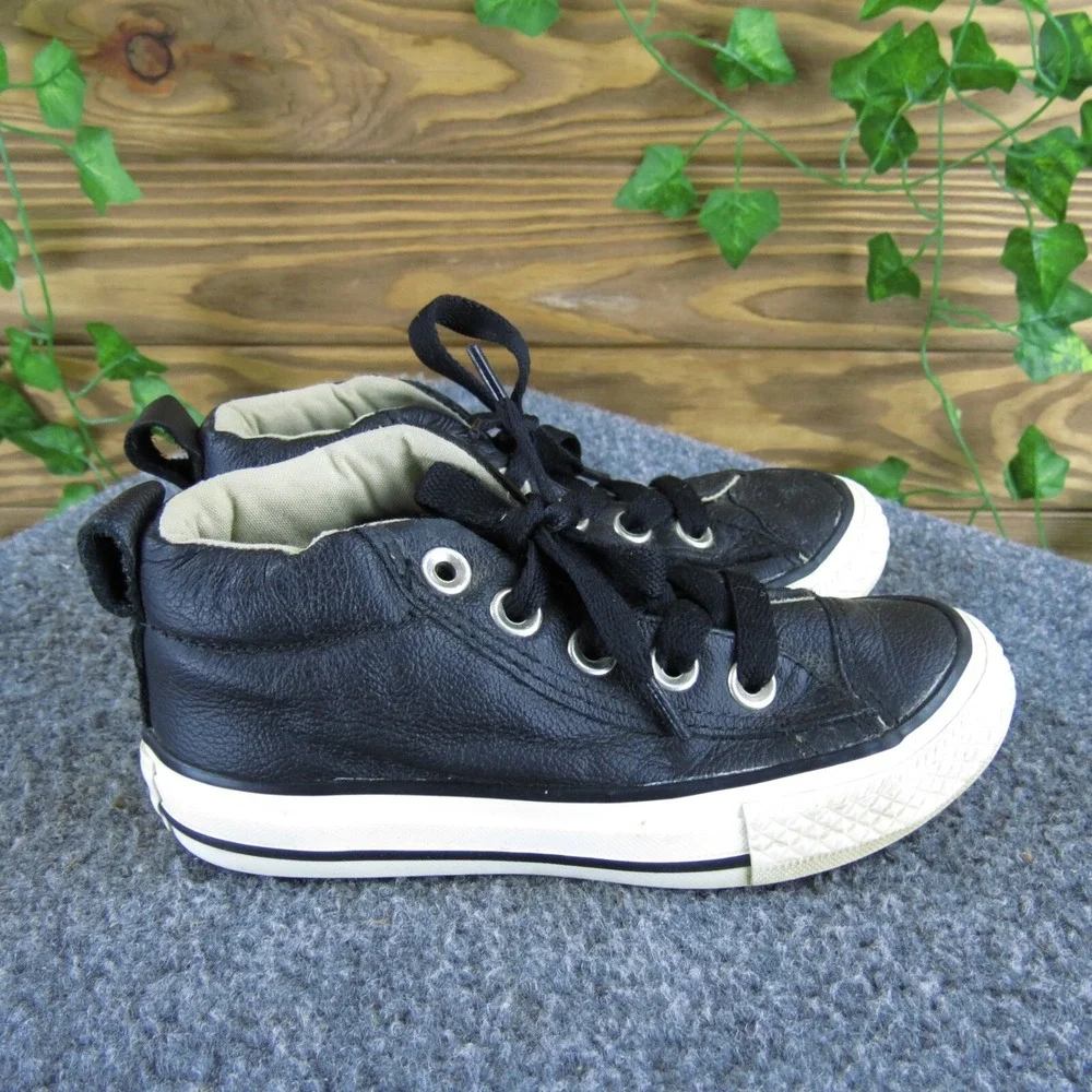Converse All Star Leather High Top Sneakers Black Kids Shoes 10.5‎ Toddler
